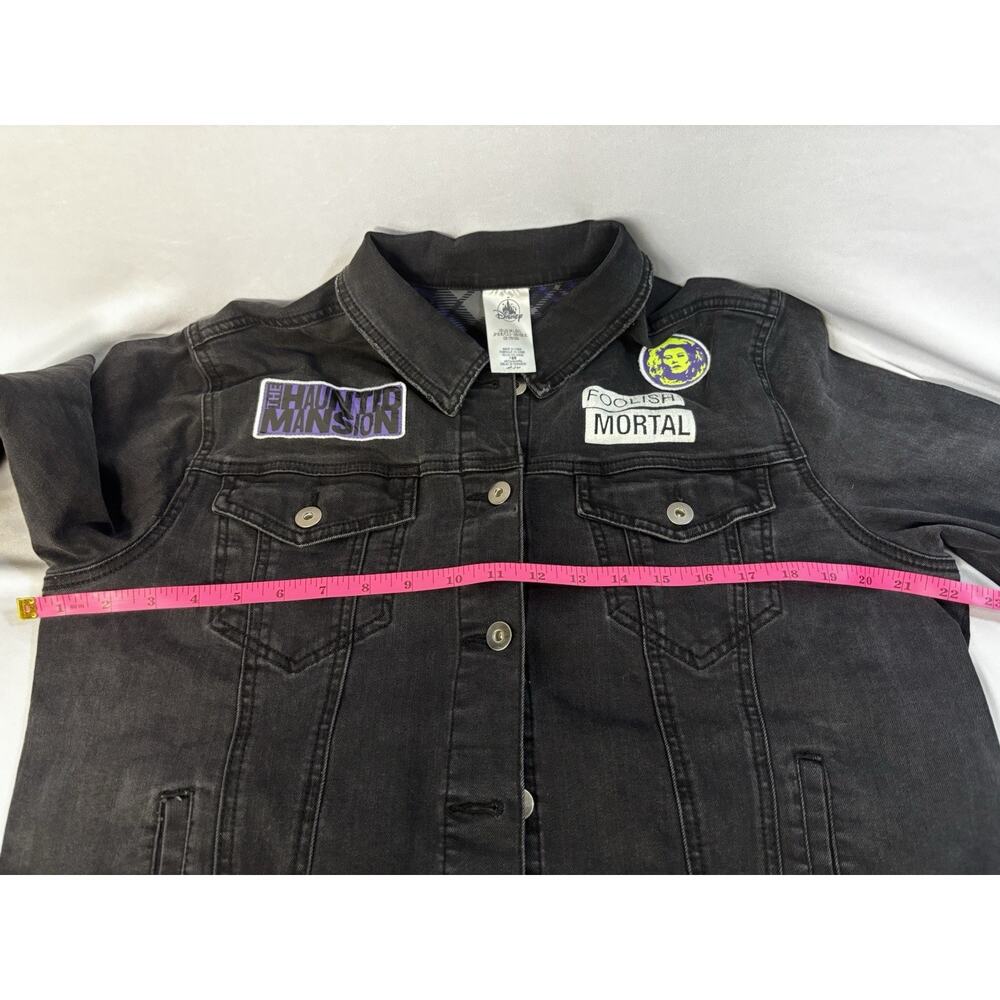 Disney Haunted Mansion Madame Leota Foolish Mortal Black L Denim Jacket Patches - Picture 9 of 12